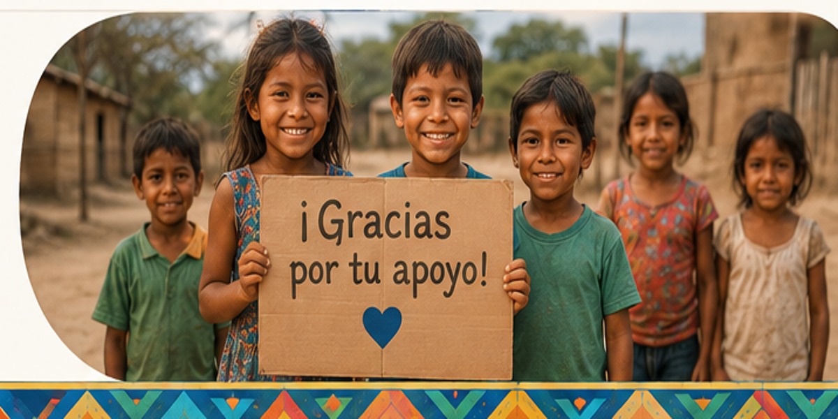 Niños agradeciendo el apoyo recibido